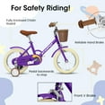 BTMWAY 12 Inch Children's Bicycle for Girls, Single-Speed Child Bicycle for Ages 2-3 Years, with Removable Training Wheels, Front V-Brake, Rear Holding Brake, Purple