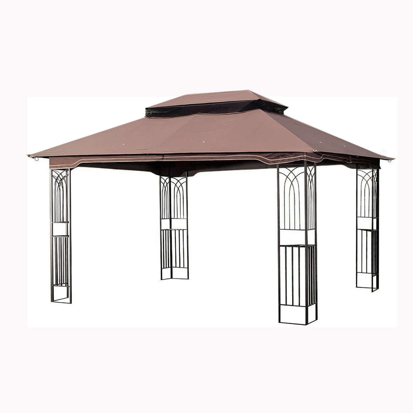 13x10 Outdoor Patio Gazebo Canopy Tent, Heavy Duty Party Tent & Shelter with Ventilated Double Roof and Adjustable Mosquito Net, Pop Up Gazebo for Lawn, Garden, Patio, Backyard and Deck, Brown