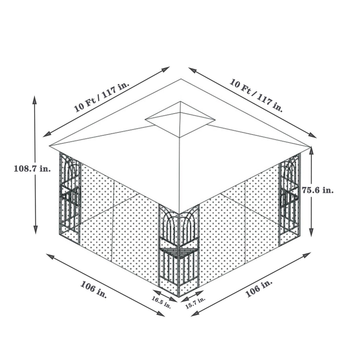 10 x 10ft Outdoor Canopy Gazebo with Ventilated Double Roof, Heavy Duty Canopy Tent with Detachable Mosquito Net, Patio Canopy with Waterproof and UV Protection for Lawn, Garden, Backyard, Deck