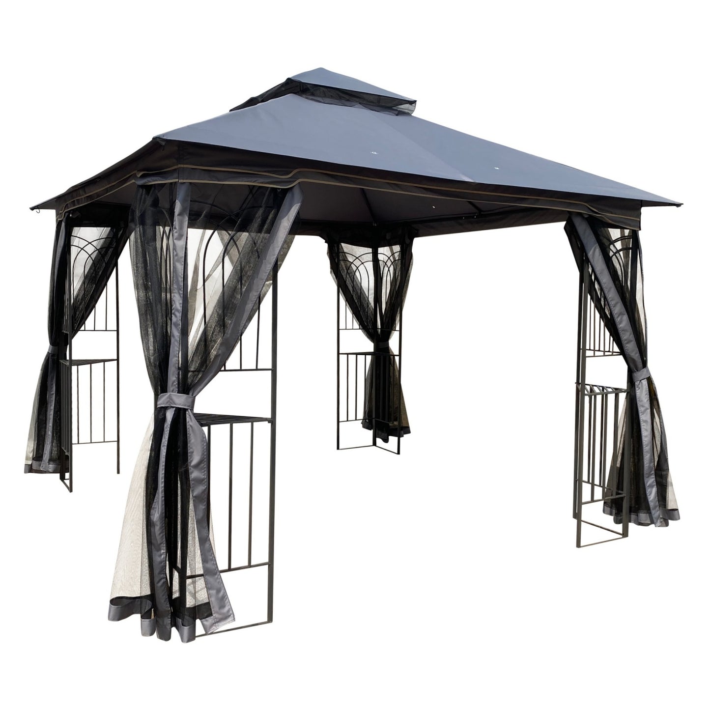 10 x 10ft Outdoor Canopy Gazebo with Ventilated Double Roof, Heavy Duty Canopy Tent with Detachable Mosquito Net, Patio Canopy with Waterproof and UV Protection for Lawn, Garden, Backyard, Deck