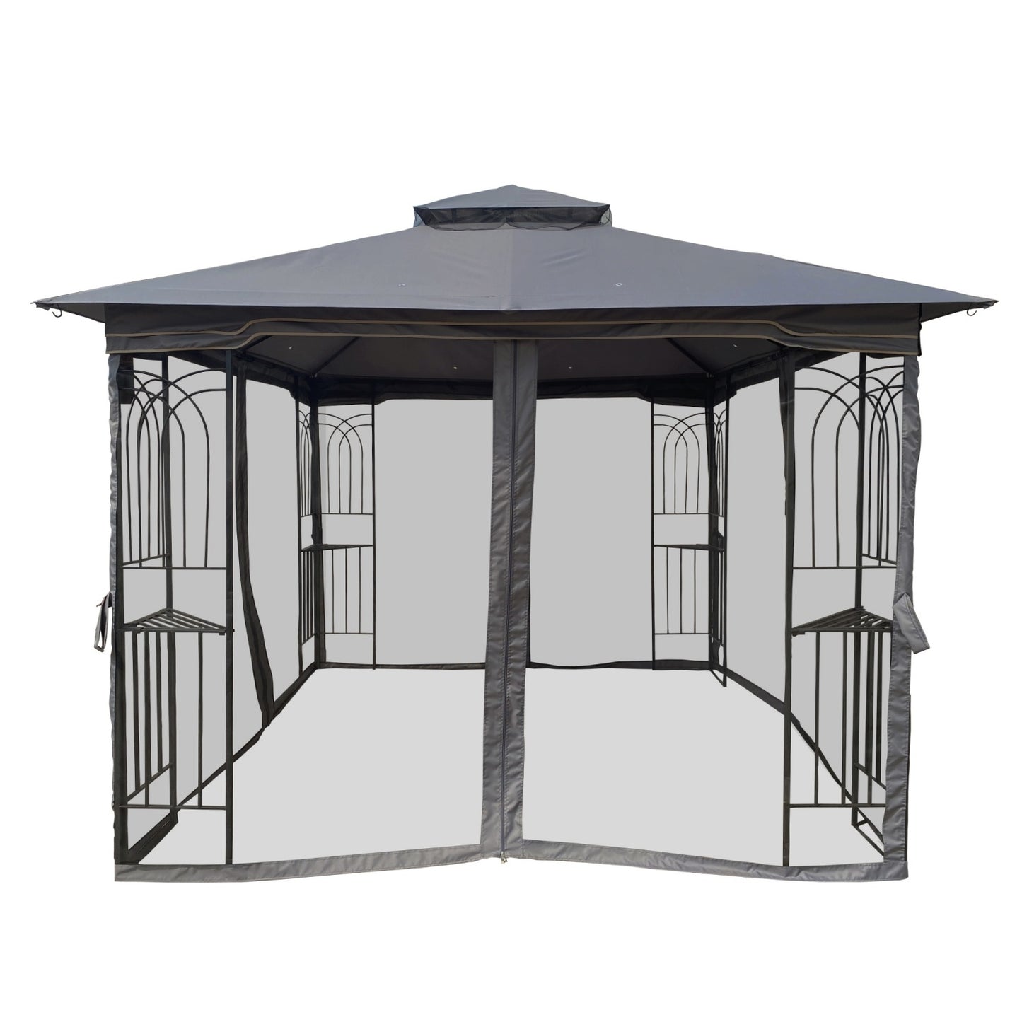 10 x 10ft Outdoor Canopy Gazebo with Ventilated Double Roof, Heavy Duty Canopy Tent with Detachable Mosquito Net, Patio Canopy with Waterproof and UV Protection for Lawn, Garden, Backyard, Deck