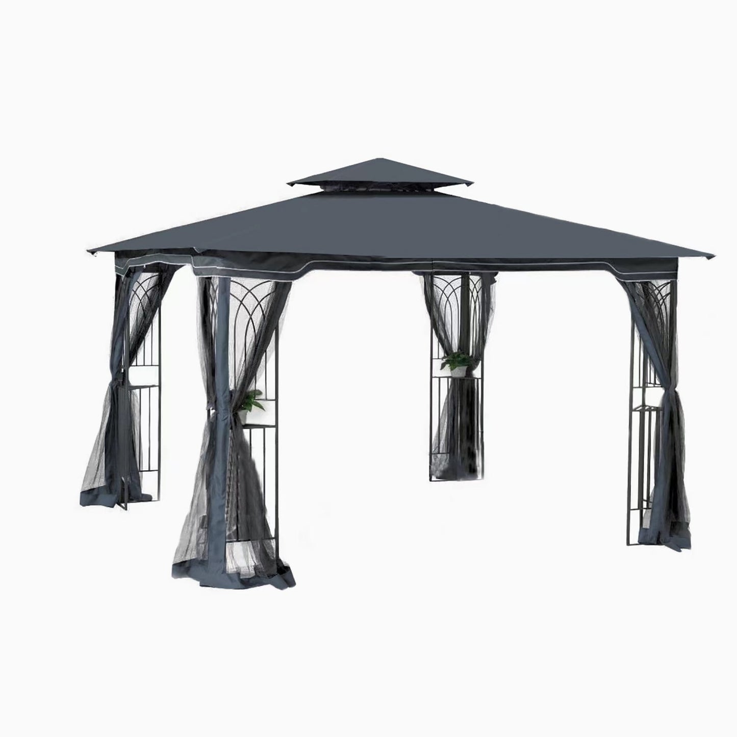 10 x 10ft Outdoor Canopy Gazebo with Ventilated Double Roof, Heavy Duty Canopy Tent with Detachable Mosquito Net, Patio Canopy with Waterproof and UV Protection for Lawn, Garden, Backyard, Deck