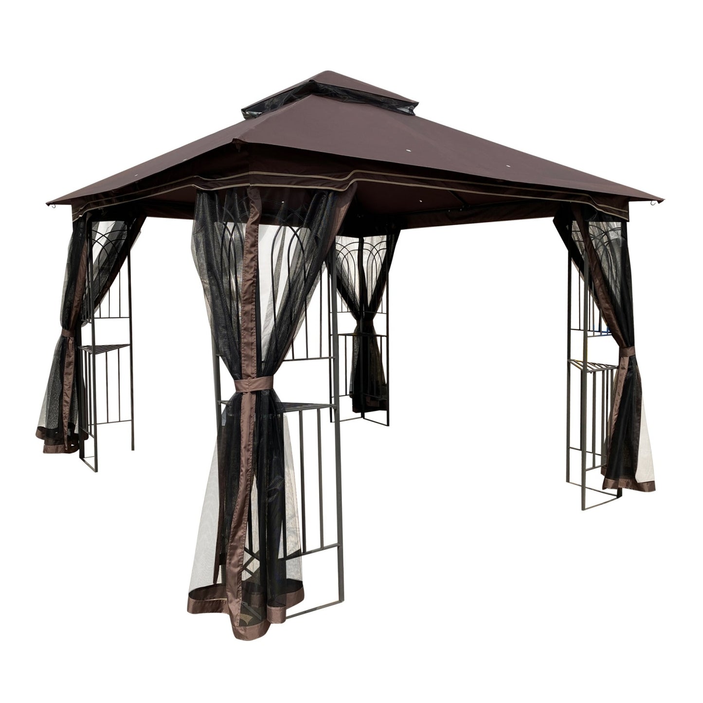 10 x 10ft Outdoor Canopy Gazebo with Ventilated Double Roof, Heavy Duty Canopy Tent with Detachable Mosquito Net, Patio Canopy with Waterproof and UV Protection for Lawn, Garden, Backyard, Deck