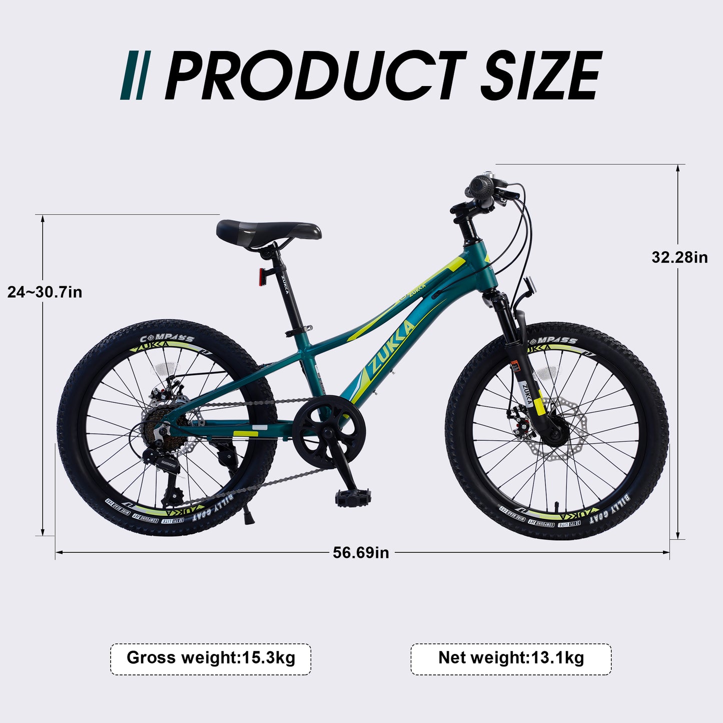 20" Mountain Bike for Teenagers Girls Women, ECARPAT 7 Speeds Gear Bicycle with Dual Disc Brakes, Adult Bike with Front Suspension
