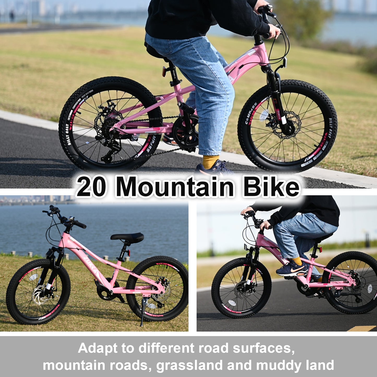 20" Mountain Bike for Teenagers Girls Women, ECARPAT 7 Speeds Gear Bicycle with Dual Disc Brakes, Adult Bike with Front Suspension