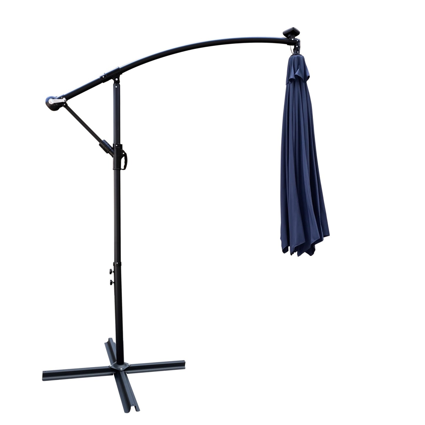 10ft Outdoor Patio Umbrellas with 24 LED Lights, Cantilever Hanging Umbrellas with 8 Ribs, Crank and Cross Base, Outdoor Umbrellas for Patio, Garden, Deck, Backyard, Pool, Deck, Swimming Pool