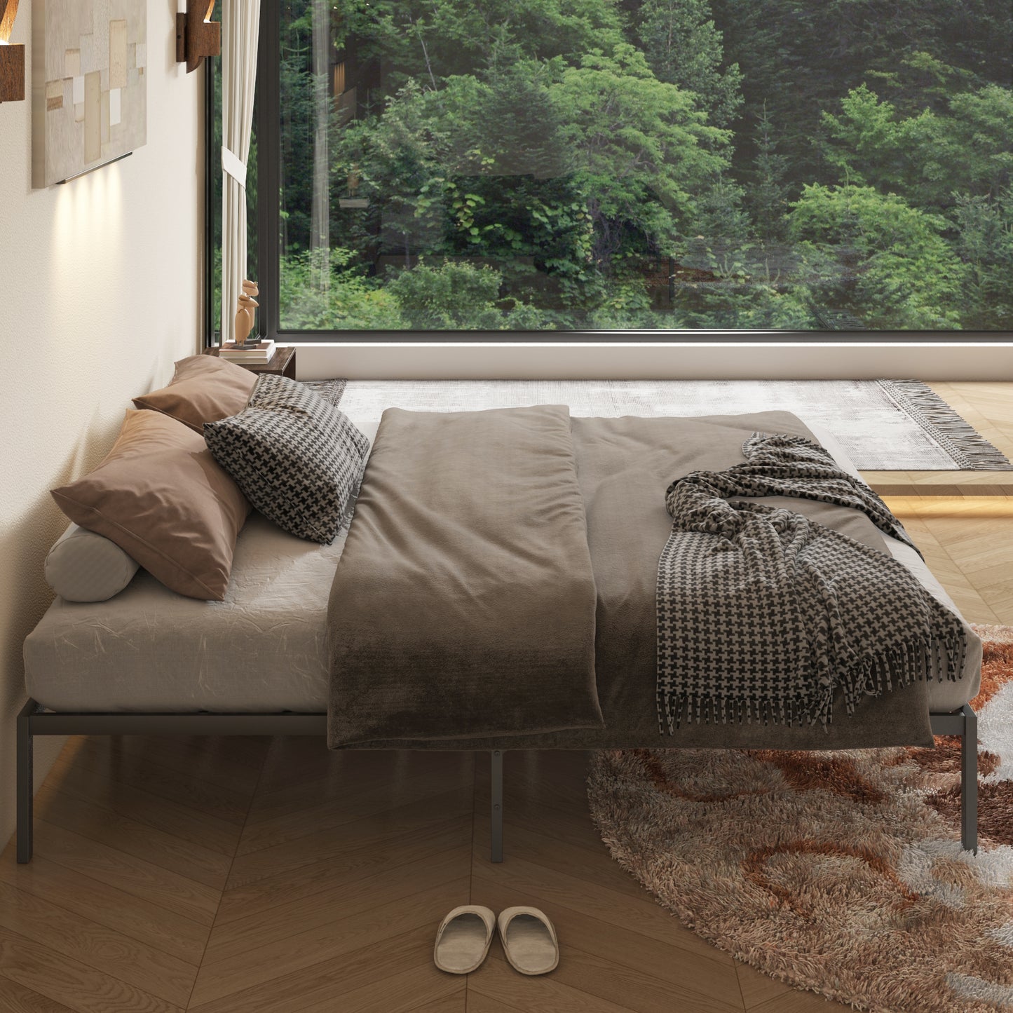 14 inch King Size Metal Bed Frame, HSUNNS Heavy Duty Metal Platform Bed No Headboard, King Platform Bed with Underbed Storage Space for Kids Boys Girls, No Box Spring Needed