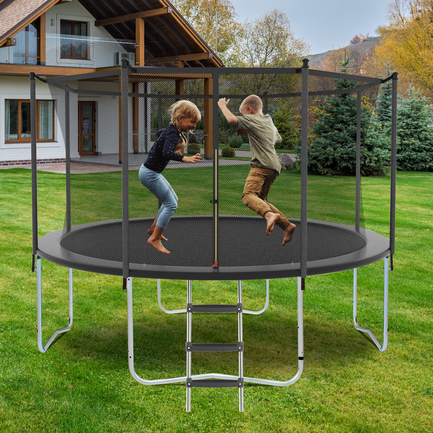 Black Trampoline with Safety Enclosure Net, different dimensions