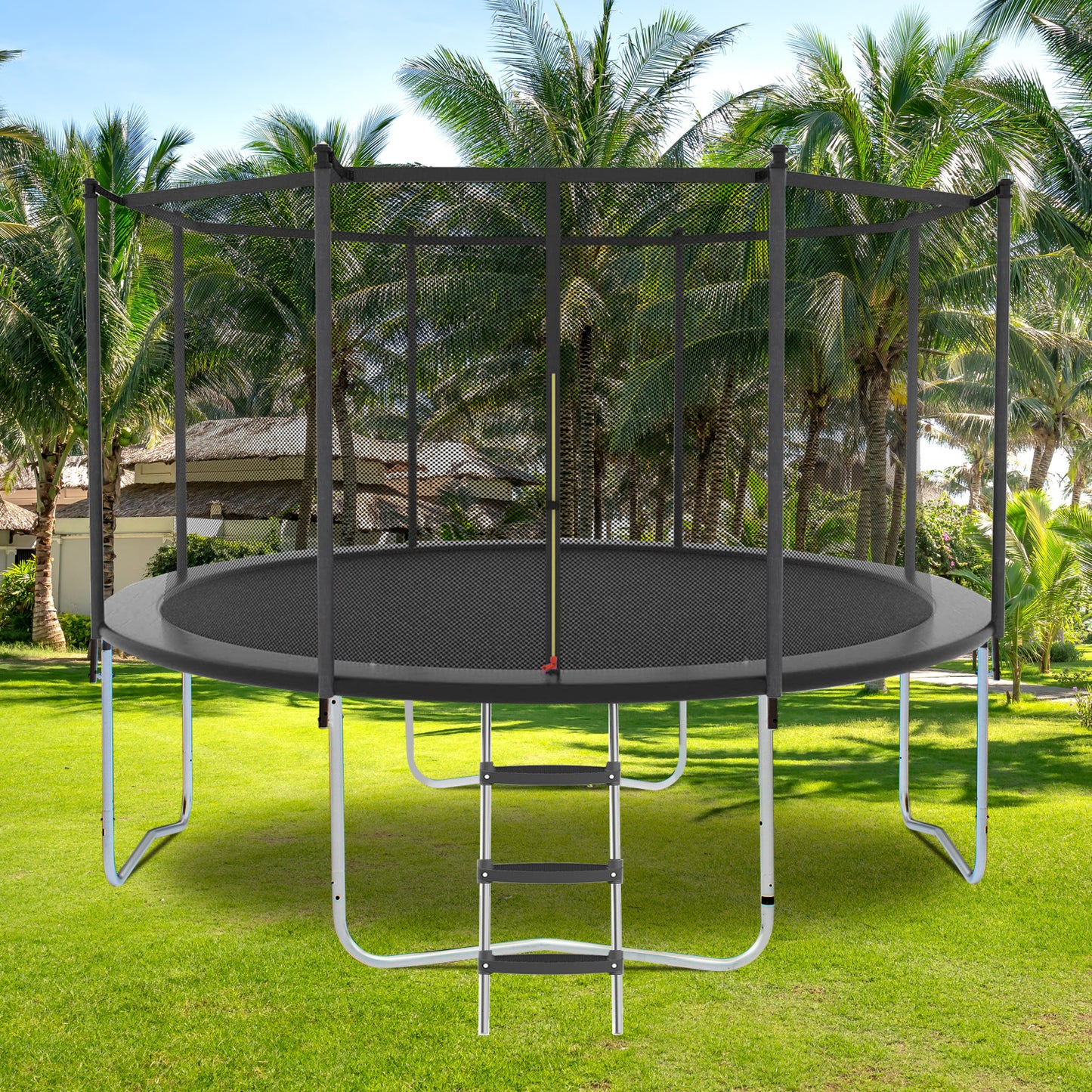 Black Trampoline with Safety Enclosure Net, different dimensions