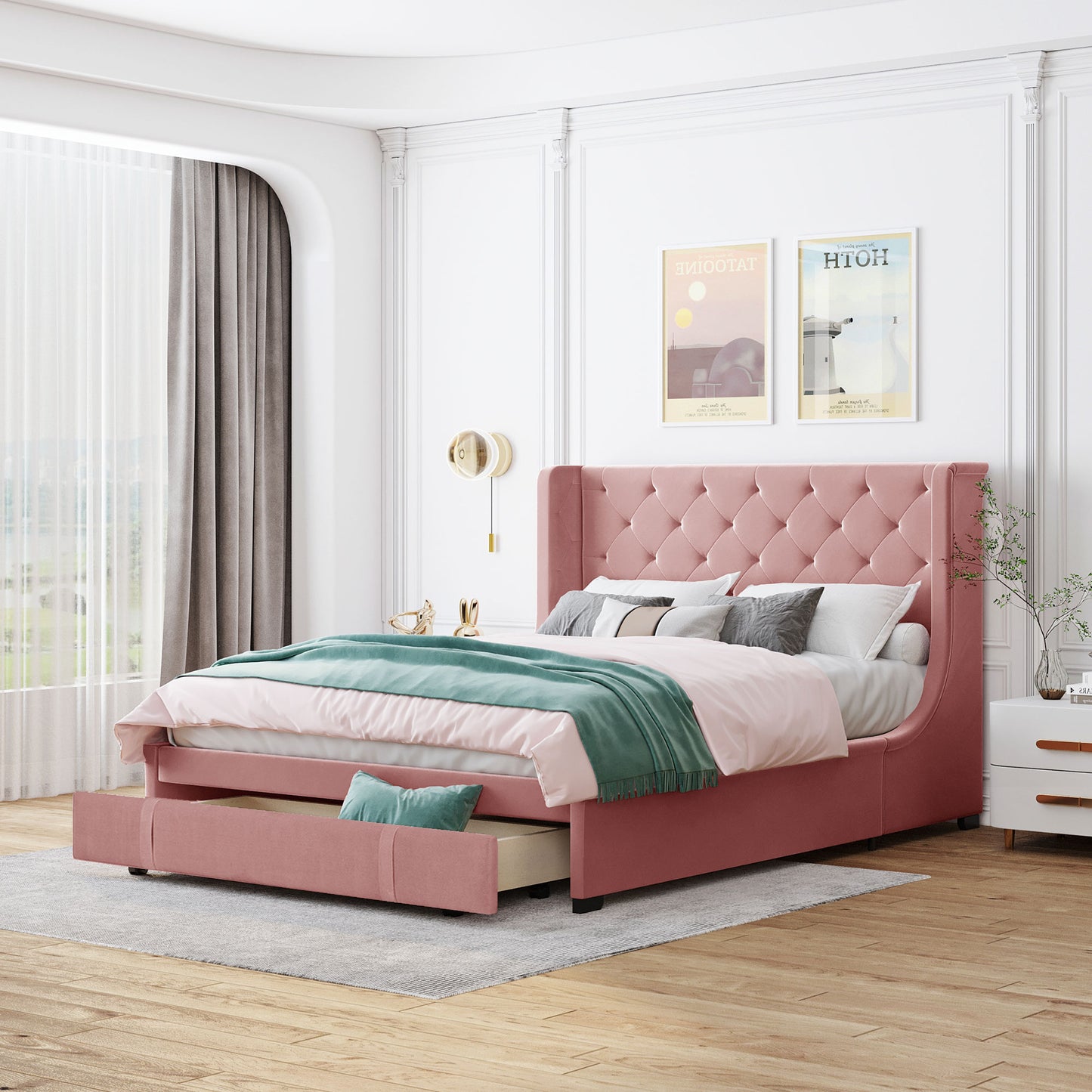 BTMWAY Upholstered Platform Bed Frame