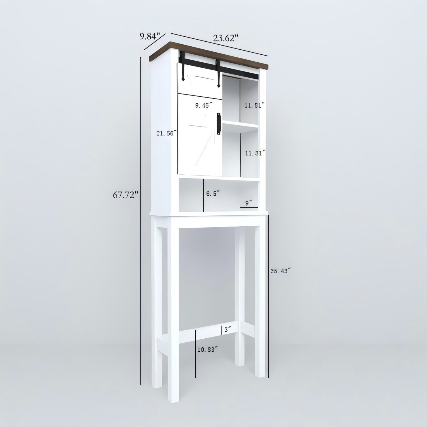 Clearance! Over The Toilet Storage Cabinet, Over Toilet Bathroom Organizer with Adjustable Shelves & Sliding Barn Doors, Bathroom Organizers and Storage, White