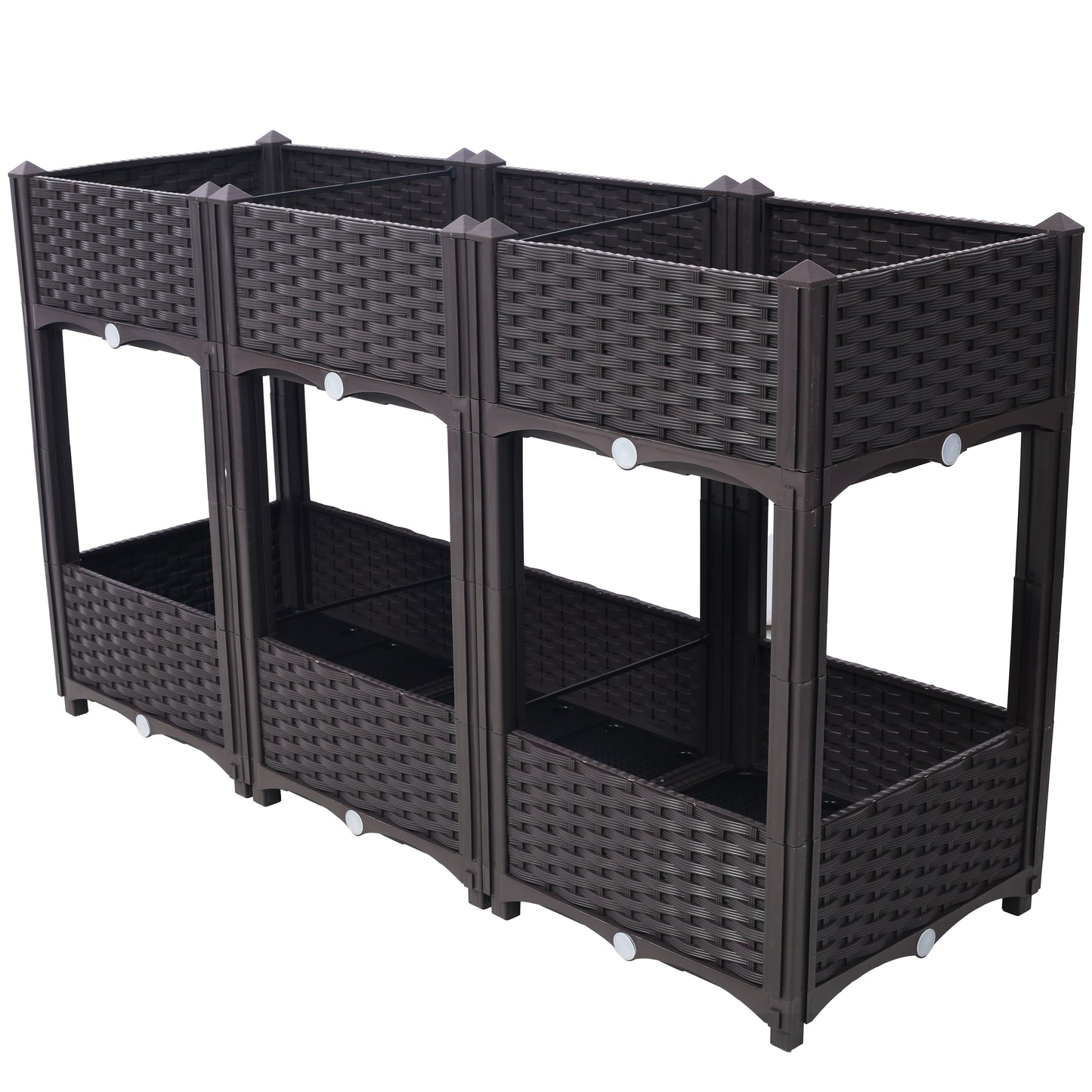 BTMWAY Planter Raised Beds - Elevated Planter Garden Box with Drainage Plug Raised Garden Beds for Vegetable/Flower/Herb Outdoor Standing Planter Beds Gardening Kit,4 size options