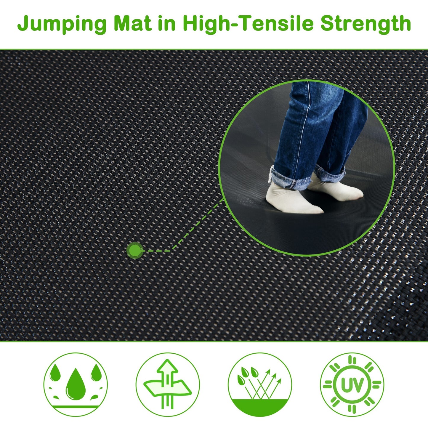 7FT Trampoline for Kids with Safety Enclosure Net, Slide and Ladder, Easy Assembly Round Outdoor Recreational Trampoline,green