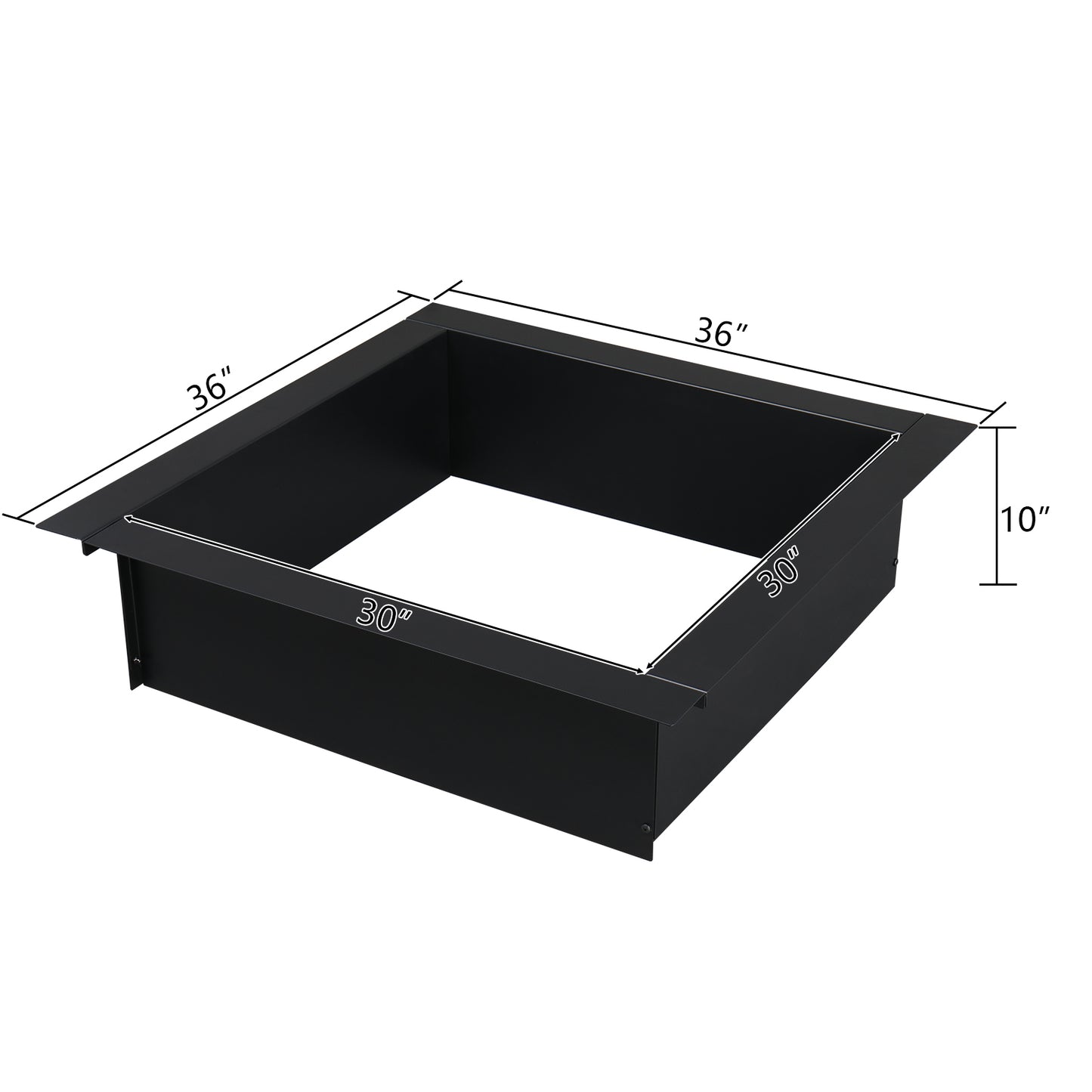BTMWAY 36in Diameter Square Fire Pit Ring,Easy Installation for Camping, Outdoor, Patio, Backyard,Black