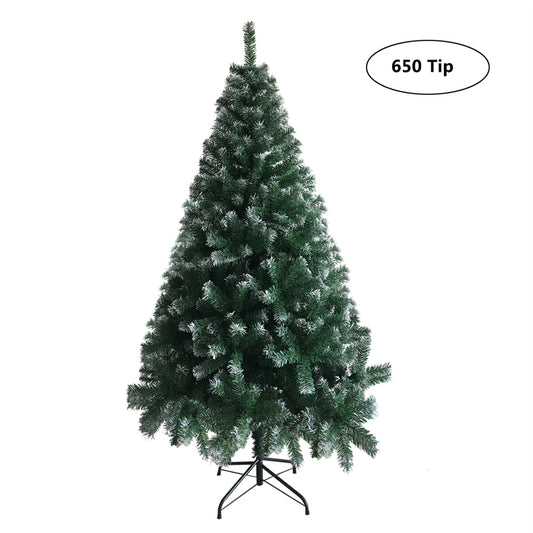 Clearance! BTMWAY 6ft Artificial Christmas Tree with 650 Branches, PVC Christmas Tree with Iron Leg, Perfect Xms Decor for Home, Green & White