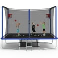 BTMWAY 8 ×12 ft Rectangle Trampoline for Kids and Adult, Rectangular trampoline with 2 Basketball Hoops, Outdoor Big Trampoline with 360 Degree Safety Net, Square Trampoline with 4 W-Legs...