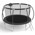 BTMWAY 10FT Trampoline for Kids with Safety Enclosure Net, Basketball Hoop and Ladder, Easy Assembly Round Outdoor Recreational Trampoline,Green