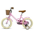 BTMWAY 12 Inch Children's Bicycle for Girls, Single-Speed Child Bicycle for Ages 2-3 Years, with Removable Training Wheels, Front V-Brake, Rear Holding Brake, Pink