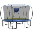 BTMWAY 14ft Trampoline Outdoor, big trampoline with 360° Safety Net, Heavy Duty Trampoline for Kids and Adults, Kids Trampoline with 6 Curved Poles, Play Ground Outdoor, In Ground Trampoline