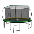 BTMWAY 14FT Recreational Trampolines with Enclosure for Kids and Adults with Patented Fiberglass Curved Poles Pumpkin,Green