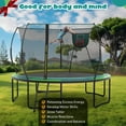BTMWAY 12ft Trampoline for Kids, Outdoor Trampoline with Basketball Hoop, Recreational Trampolines with 6 Curved Poles, Heavy Duty Trampoline with No-gap Design, Kids's Play Ground Outdoor