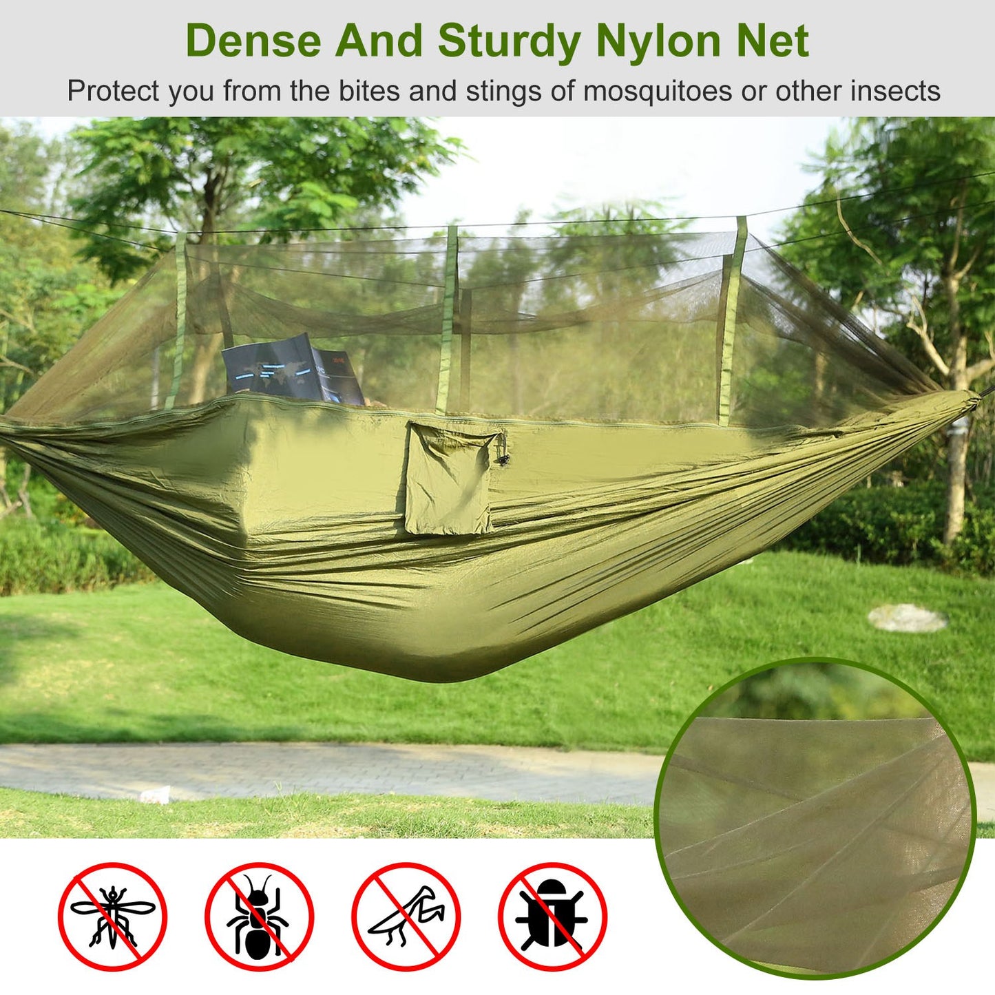 BTMWAY Camping Hammock with 600lbs Capacity Load 2 Persons,Perfect for Camping, Hiking, and Backyard Lounging, Portable Nylon Swing Hanging Bed w/ Strap Hook Carry Bag,3 color options