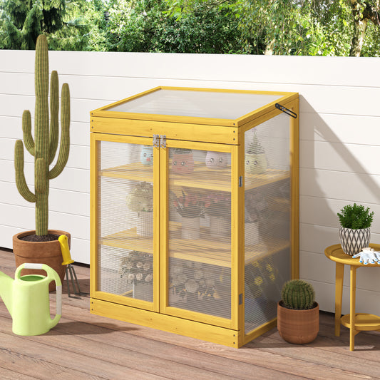 BTMWAY 2-Tier Mini Greenhouse for Outdoor, Small Greenhouse with Shelves, Polycarbonate Garden Greenhouse Cabinet