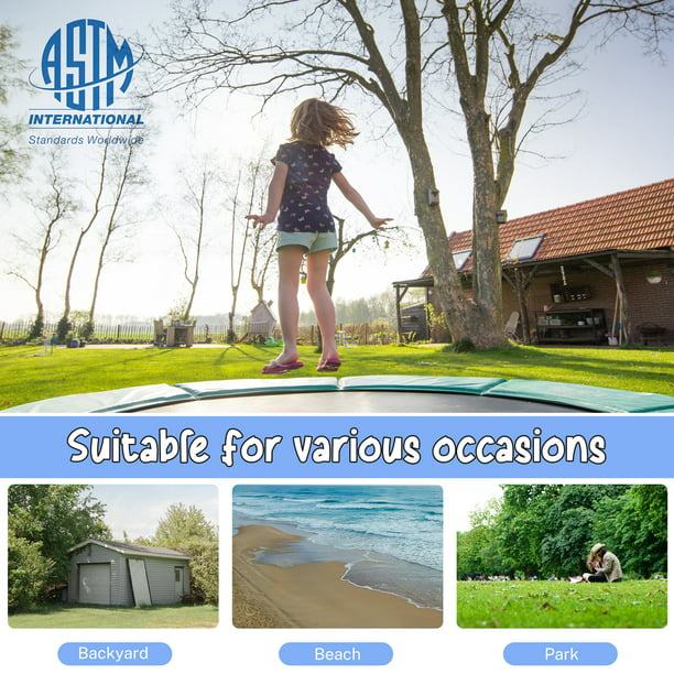 16FT Trampoline for Kids, BTMWAY Outdoor Recreational Trampoline with Safety Enclosure/Ladder, All-Weather Large Trampoline for Backyard Garden Patio, ASTM Approved Trampoline with Steel Support, Blue