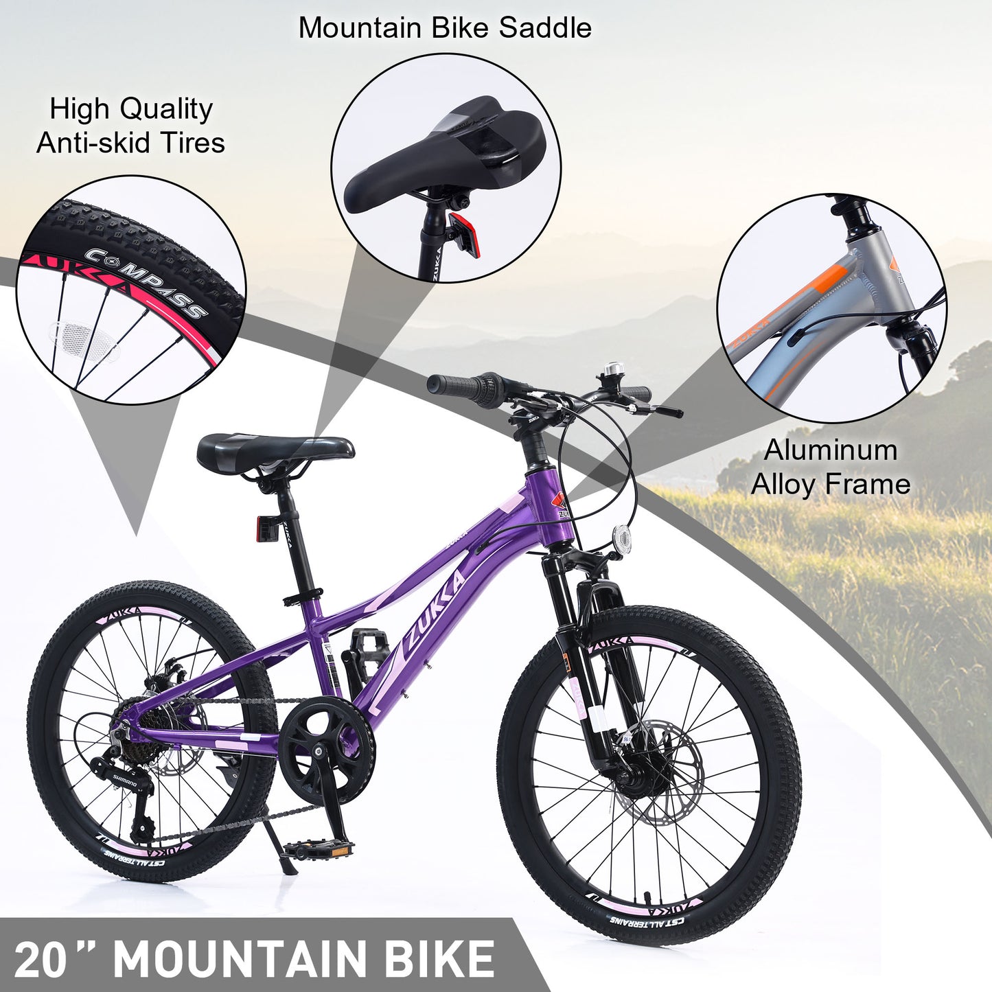 20" Mountain Bike for Teenagers Girls Women, ECARPAT 7 Speeds Gear Bicycle with Dual Disc Brakes, Adult Bike with Front Suspension