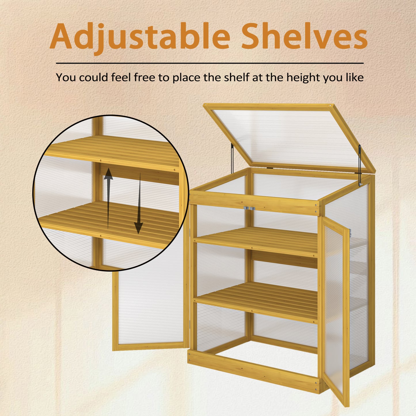 BTMWAY 2-Tier Mini Greenhouse for Outdoor, Small Greenhouse with Shelves, Polycarbonate Garden Greenhouse Cabinet