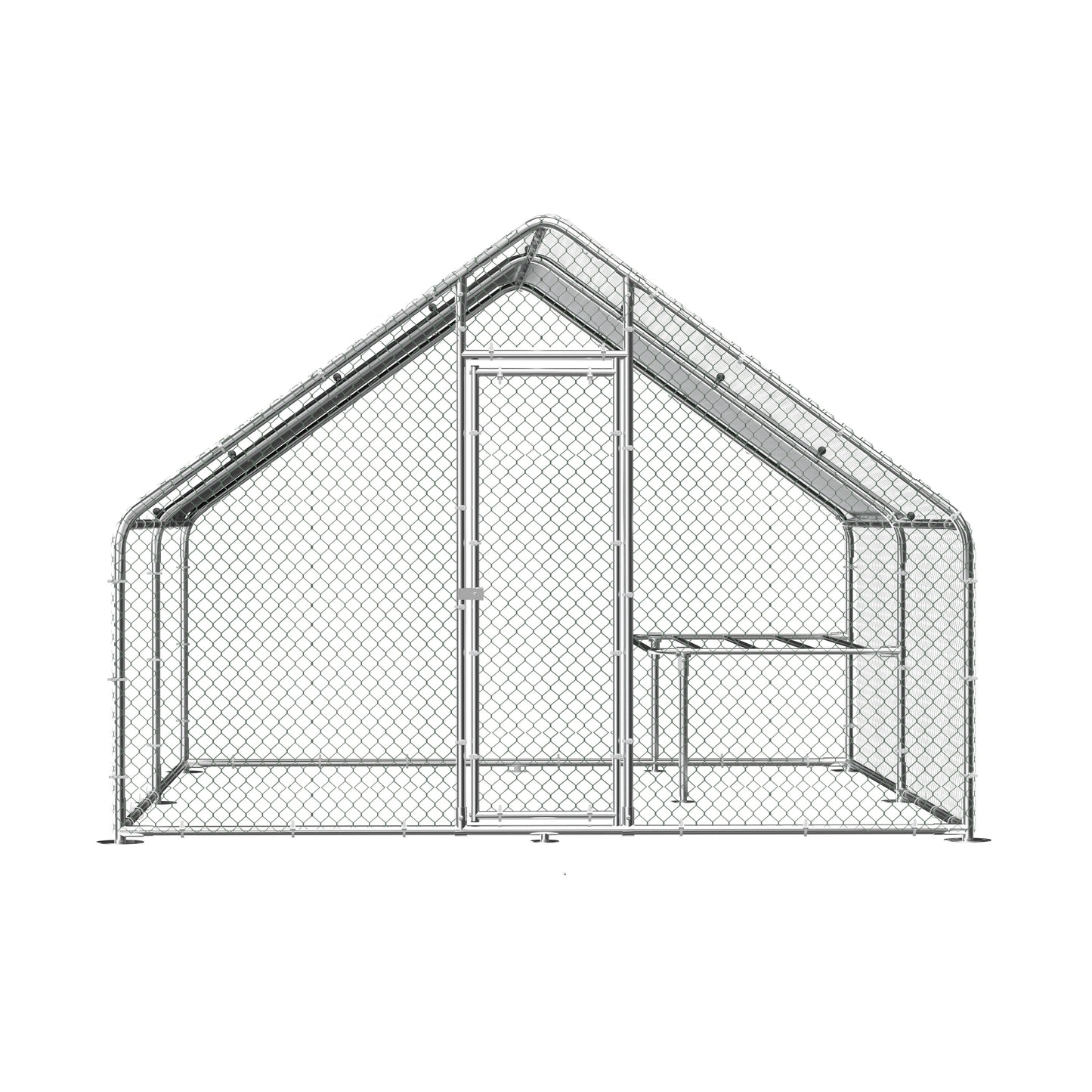 BTMWAY 13.1' x 9.8' x 6.6' Large Metal Chicken Coop, Outdoor Walk-in Poultry Cage with Waterproof, Anti-UV Cover, Resting Platform, Galvanized Wire Poultry Chicken Coop for Backyard and Farm