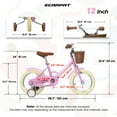 BTMWAY 12 Inch Children's Bicycle for Girls, Single-Speed Child Bicycle for Ages 2-3 Years, with Removable Training Wheels, Front V-Brake, Rear Holding Brake, Pink