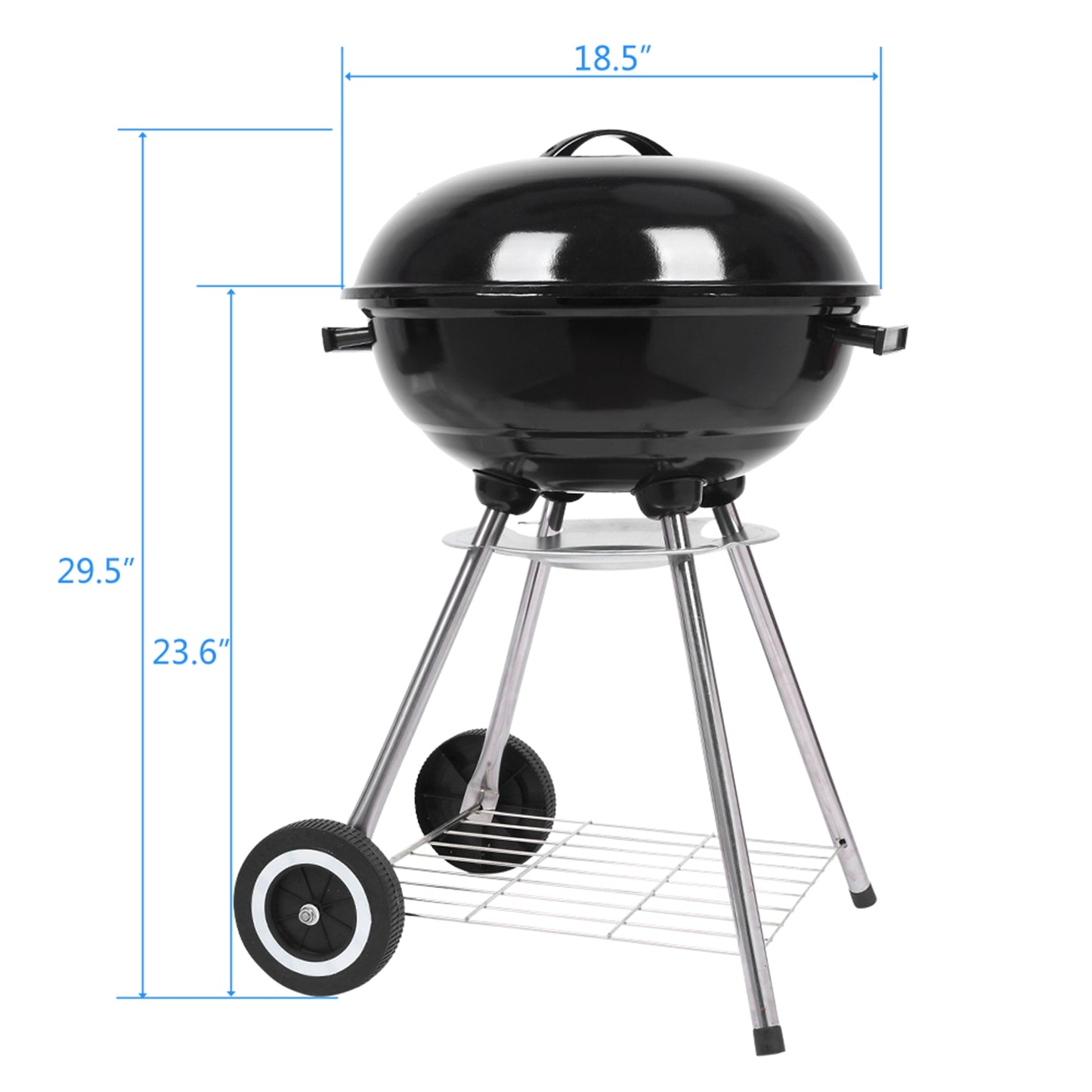 BTMWAY 18 in Apple Charcoal Stove Enamel (Cover Furnace Body) White Side Wheel Diameter Barbecue Grill Desk Tabletop Outdoor Grill for Camping Picnics Garden Beach Party
