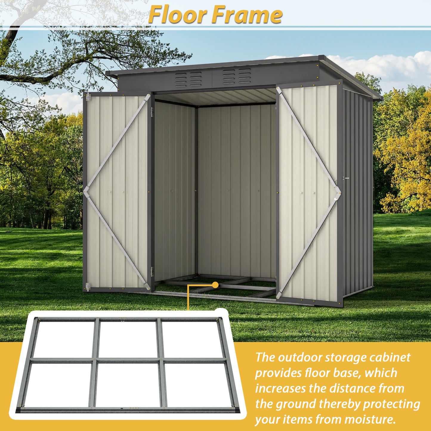 BTMWAY 6 x 4 ft Outdoor Storage Shed, All Weather Metal Garden Shed for Garden, Tools Storage Shed for Backyard, Lawns the ideal addition to your backyard or lawn.