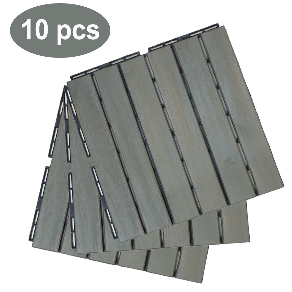 12" x 12" Outdoor Floor Tiles, BTMWAY Square Teak Interlocking Deck Tiles, All-Weather Waterproof Wood Acacia Tiles Patio Garage Flooring Tiles for Garden Deck Poolside, Set of 20 Tiles, A6937