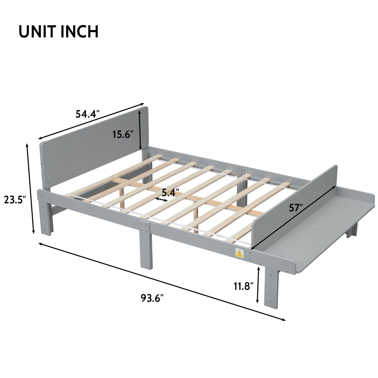 Kids Twin Size Bed, BTMWAY Twin Size Wood Platform Bed Frame with Footboard Bench, Wood Bed Frame for Kids, Modern Twin Platform Bed with Headboard and Slat Support