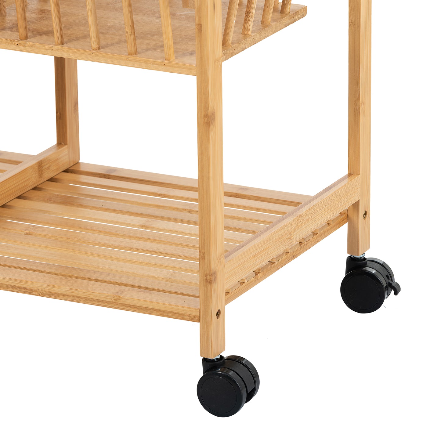 Rolling Kitchen Cart with Storage, BTMWAY Wood Kitchen Bakers Rack 3-Tier Utility Cart on Wheels, Counter Top Table Kitchen Microwave Cart with 2 Baskets, 3 Shelf, Walnut