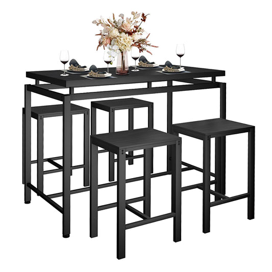 Espresso Dining Room Set, BTMWAY Bar Height Dining Table and Chairs Set