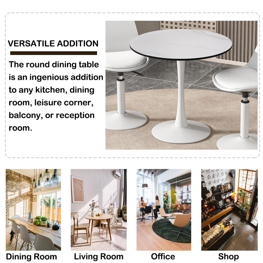 BTMWAY 42-Inch Round Mid-Century Gray Tulip Dining Room Table, Contemporary Breakfast Nook Dining Table for 2~4 Person, Cocktail Table Leisure Table, A3500