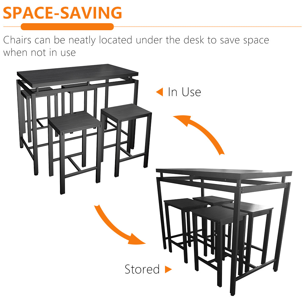 Espresso Dining Room Set, BTMWAY Bar Height Dining Table and Chairs Set