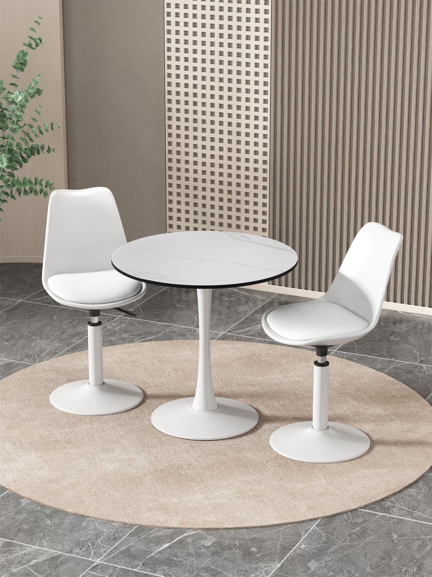 42in Round Dining Table, BTMWAY Gray Faux Marble Tulip Table with Metal Pedestal, Dining Round Table, Cocktail Table for Living Room, Breakfast Nook Ding Table for 6~8 person, A3497