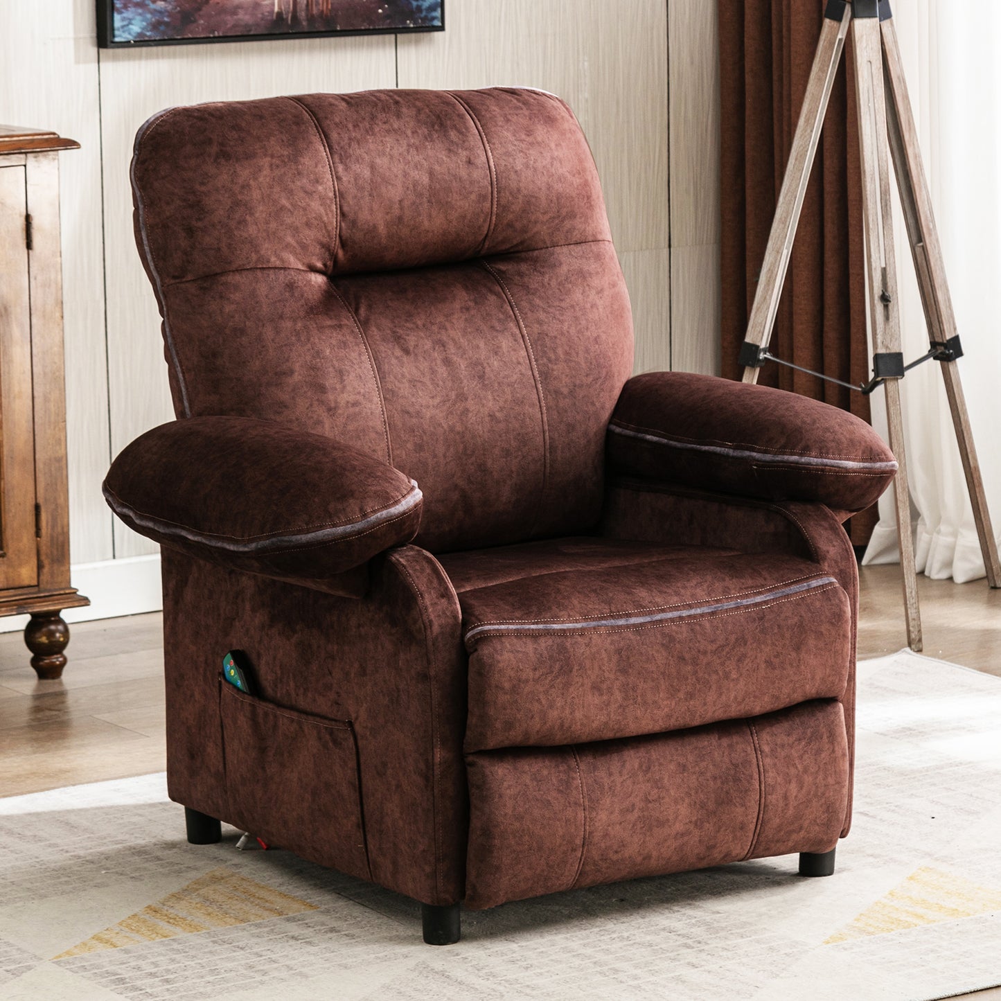 BTMWAY Recliner Chair, Manual Recliner Couch with Massage&Rocking Function and Heating System