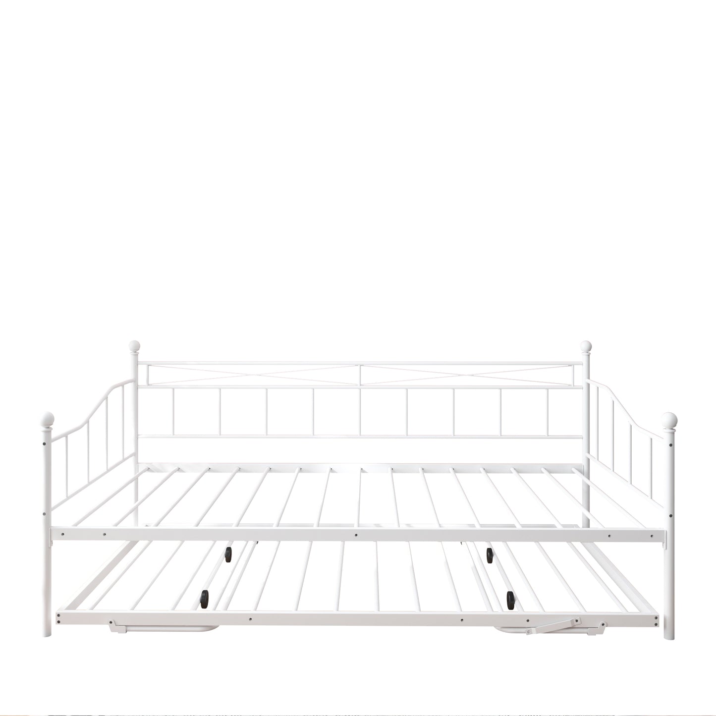 BTMWAY Daybed with Trundle Included, Twin Size Metal Daybed Frame with Adjustable Trundle, Heavy Duty Extendable Daybed with Pop Up Trundle Bed