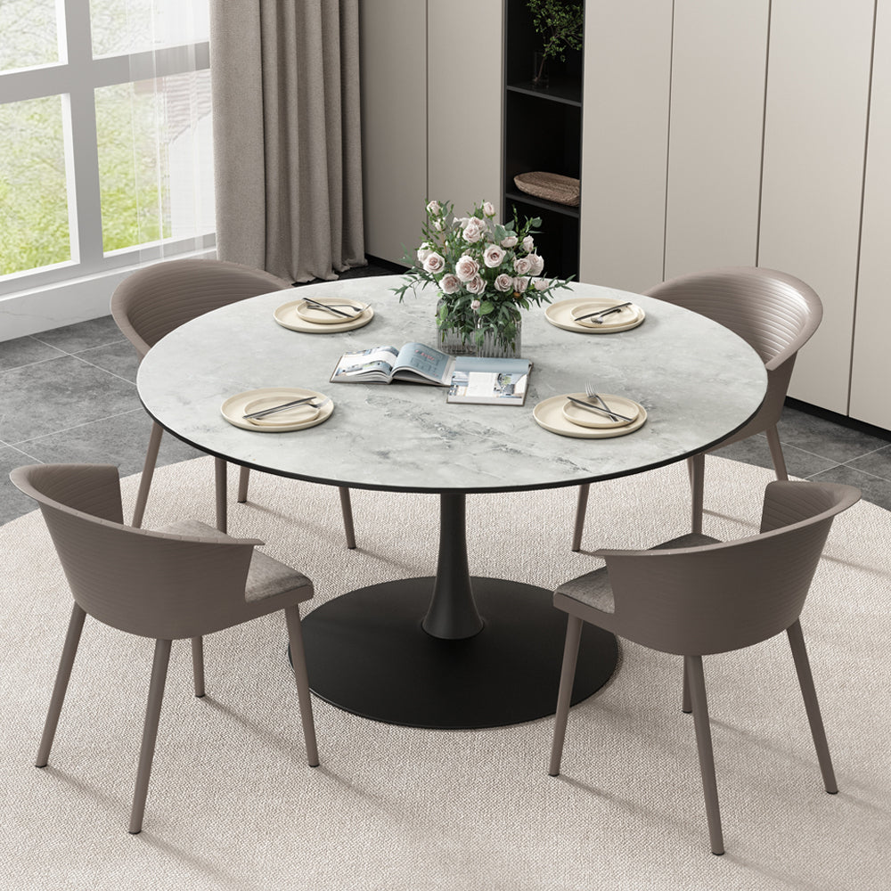 42in Round Dining Table BTMWAY Gray Faux Marble Tulip Table with