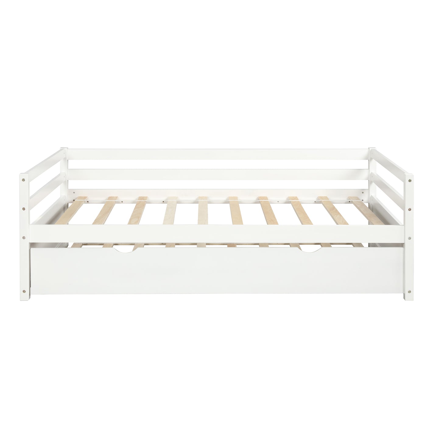 BTMWAY Twin Daybed with Trundle Included, Modern Wood Daybed Frame with Trundle Bed, No Box Spring Needed, Gray