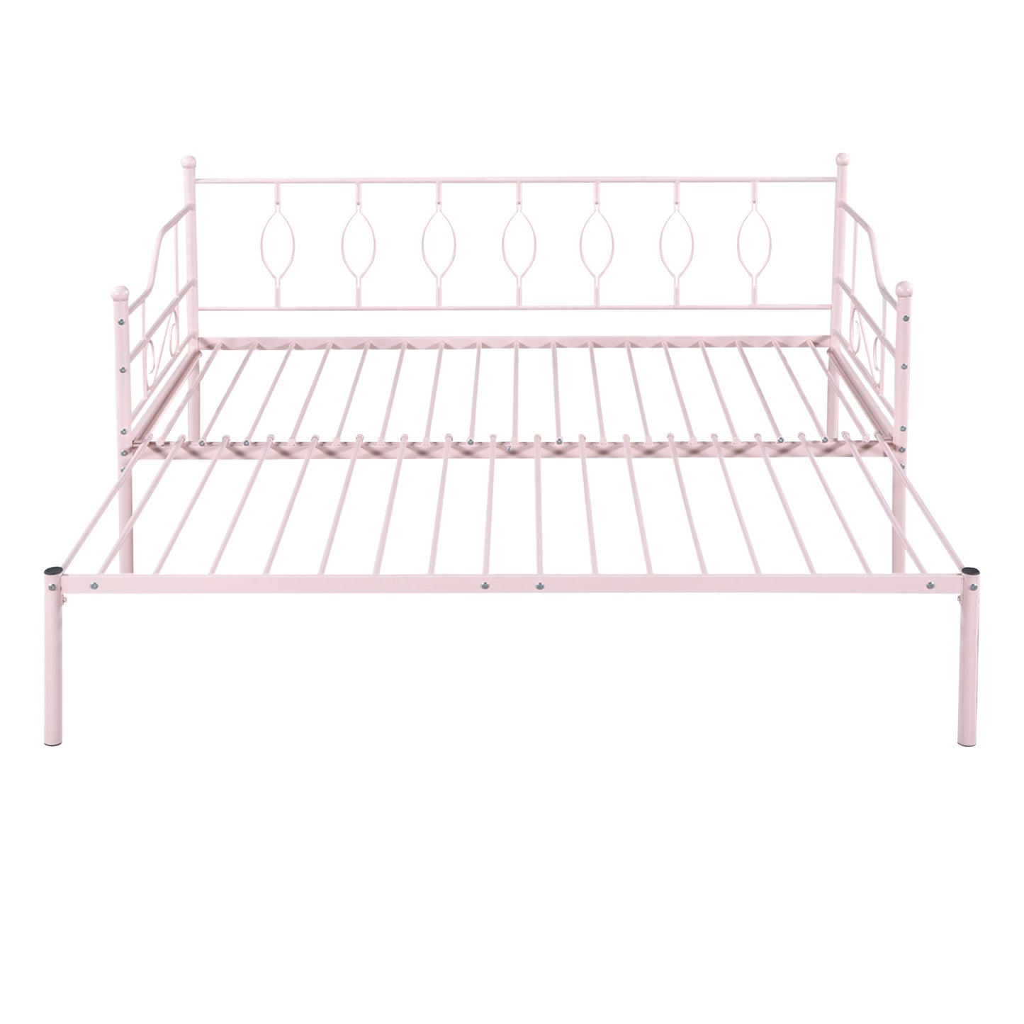BTMWAY Daybed with Trundle Included, Twin Size Metal Daybed Frame with Adjustable Trundle, Heavy Duty Extendable Daybed with Pop Up Trundle Bed