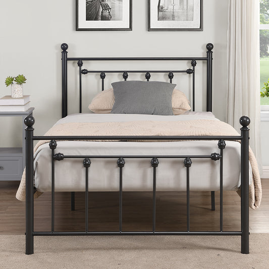 Metal Twin Bed Frame, BTMWAY Twin Platform Bed Frame with Headboard and Footboard, Modern Twin Size Platform Bed Frame for Bedroom Dorm, Twin Size Bed Frame No Box Spring Needed, Black, R04