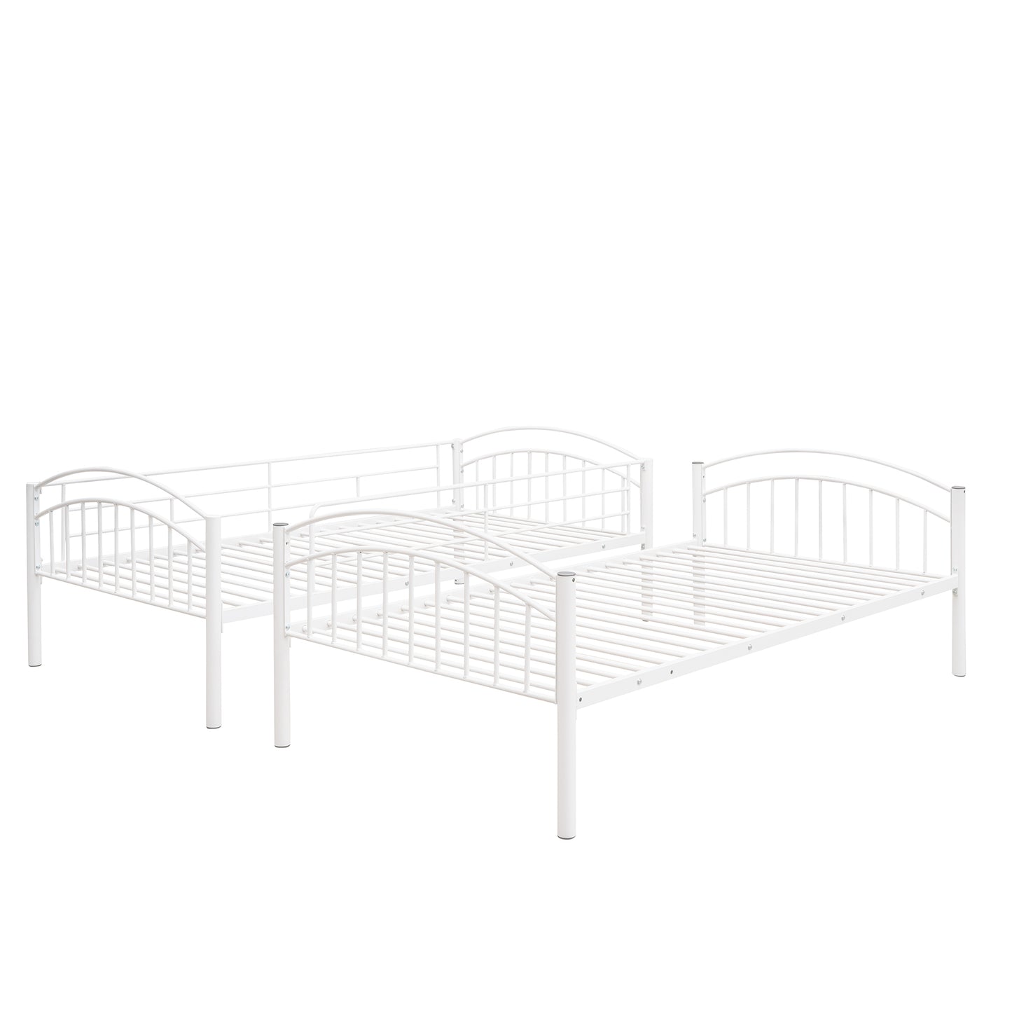 BTMWAY Twin Over Twin Metal Bunk Bed, Heavy Duty Twin Bunk Beds for Kids Teens Adults, Divided into Two Beds No Box Spring Needed, Bunk Bed Twin Over Twin with Guardrails, Ladder, White