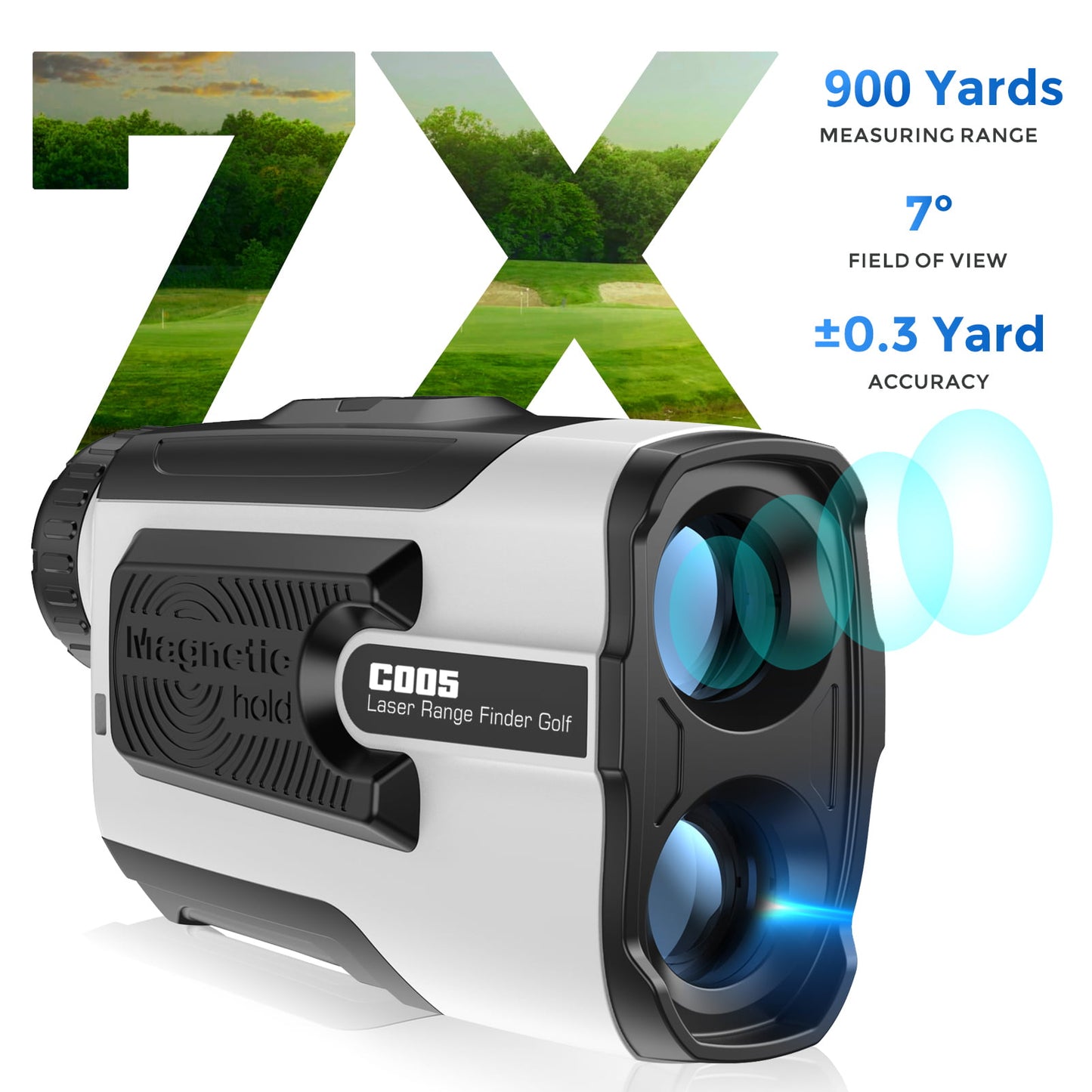 900 Yards Range Finder for Golf & Hunting, BTMWAY Laser Rangefinder with Slope, Golf Yardage Distance Rangefinder with High-Precision Flag Pole Locking | 7X Magnification View(Rechargeable Battery)
