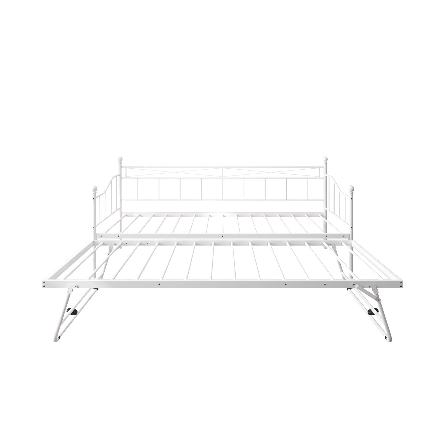 BTMWAY Daybed with Trundle Included, Twin Size Metal Daybed Frame with Adjustable Trundle, Heavy Duty Extendable Daybed with Pop Up Trundle Bed